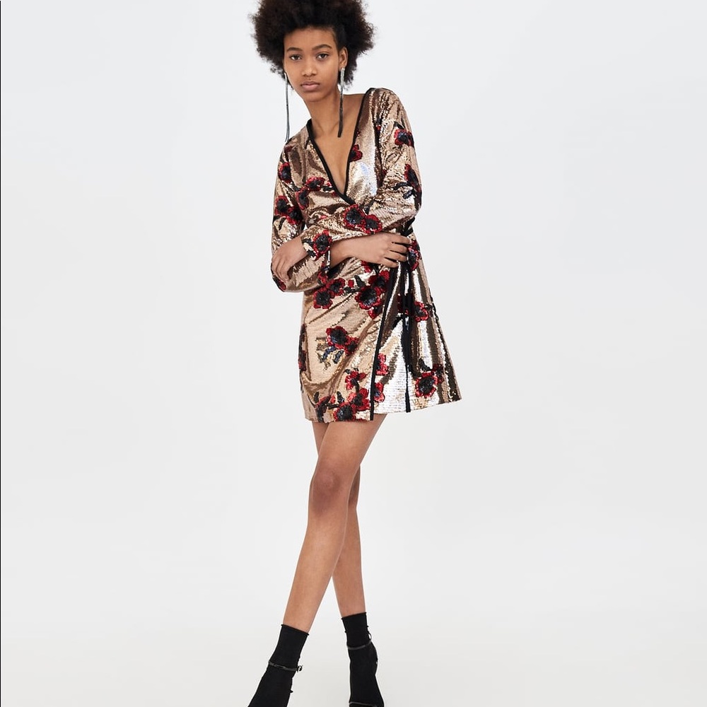 ZARA Crossover Dress with Sequins
